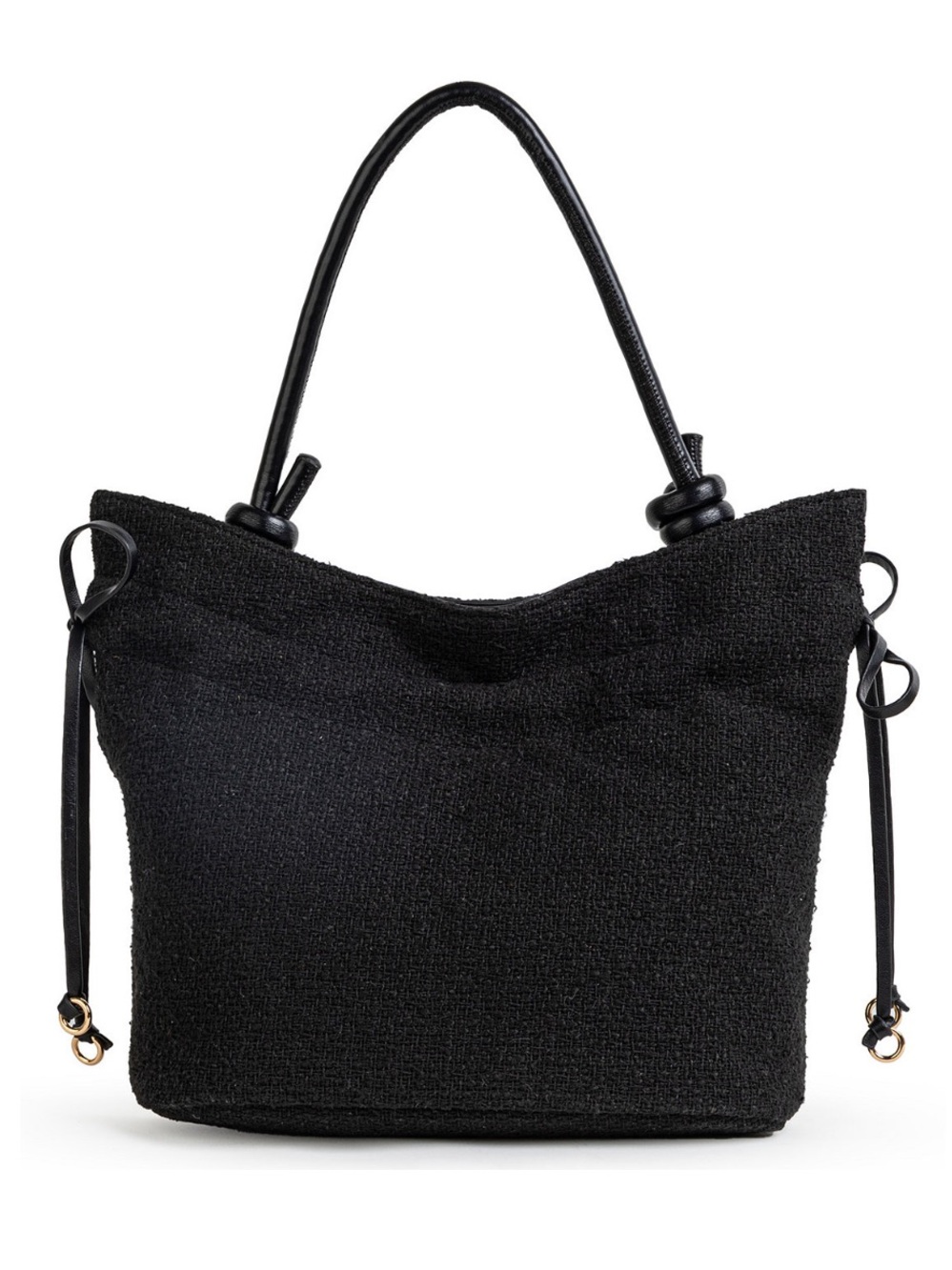 Sam & Libby Black Textured Bucket Shoulder Bag with Knot Handle - Picture 2 of 7